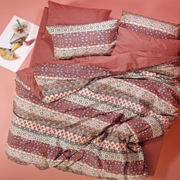 Σεντόνια Esmeralda 17 (Σετ 3τμχ) Bordo-Beige Kentia Ημίδιπλο 190x270cm 100% Βαμβάκι