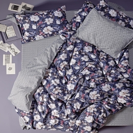 Σεντόνια Marilou 39 (Σετ 4τμχ) Lavender Blue-Ecru Kentia Υπέρδιπλο 240x270cm 100% Βαμβακοσατέν