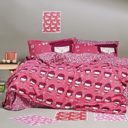Σεντόνια Παιδικά Hiroco (Σετ 4τμχ) Red-Pink-Eggplant Kentia Μονό 160x270cm 100% Βαμβάκι