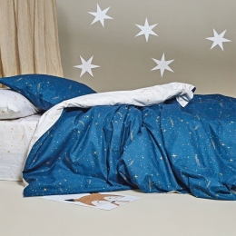 Σεντόνια Παιδικά Lupus 01 (Σετ 3τμχ) Blue-White-Golden Kentia Μονό 160x255cm 100% Βαμβάκι