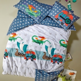Σεντόνια Παιδικά Viking (Σετ 4τμχ) Grey-Red-Blue-Green Kentia Μονό 160x270cm 100% Βαμβάκι