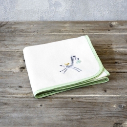 Κουβέρτα Βρεφική 4 Εποχών Zooborn White-Green Nima Αγκαλιάς 80x110cm Βαμβάκι-Πολυέστερ