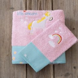 Πετσέτες Βρεφικές Little Unicorn (Σετ 2τμχ) Pink Nima Σετ Πετσέτες 70x140cm 100% Βαμβάκι