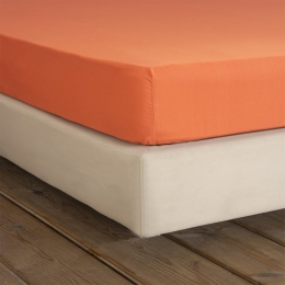 Σεντόνι Unicolors Με Λάστιχο Vivid Coral Nima Ημίδιπλο 120x232cm 100% Βαμβάκι