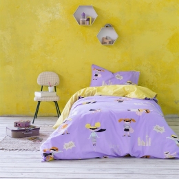 Σεντόνια Παιδικά Super Girls (Σετ 3τμχ) Lila-Yellow Nima Μονό 170x255cm 100% Βαμβάκι