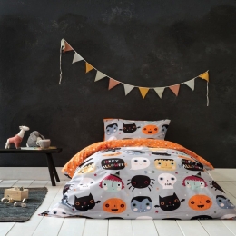 Πάπλωμα Παιδικό Happy Halloween Grey-Multi Nima Μονό 160x240cm 100% Βαμβάκι