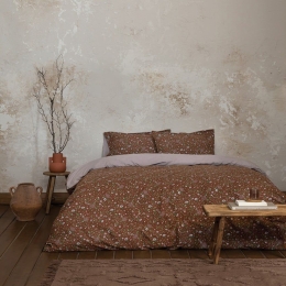 Παπλωματοθήκη Wild Flower (Σετ 3τμχ) Brown Nima Υπέρδιπλο 220x240cm 100% Βαμβακερή Φανέλα
