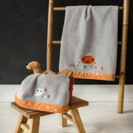 Πετσέτες Βρεφικές Happy Halloween (Σετ 2τμχ) Grey-Multi Nima Σετ Πετσέτες 70x140cm 100% Βαμβάκι