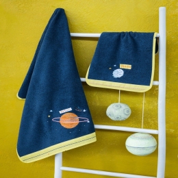 Πετσέτες Βρεφικές Solar System (Σετ 2τμχ) Blue-Yellow Nima Σετ Πετσέτες 70x140cm 100% Βαμβάκι
