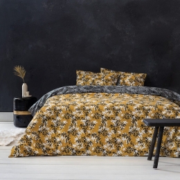 Σεντόνια Zinnia Με Λάστιχο (Σετ 3τμχ) Grey-Mustard Nima Μονό 100x232cm 100% Βαμβάκι