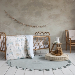 Κουβερλί Βρεφικό Brillo White-Ciel Nima 100x140cm 100% Βαμβάκι