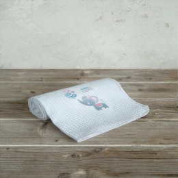 Κουβέρτα Βρεφική Little Love Πικέ Grey-Pink Nima Αγκαλιάς 80x110cm 100% Βαμβάκι