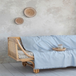 Ριχτάρι Kesia Light Blue Nima Πολυθρόνα 180x180cm Βαμβάκι-Πολυέστερ
