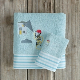 Πετσέτες Παιδικές Pompier (Σετ 2τμχ) Light Blue Nima Σετ Πετσέτες 70x140cm 100% Βαμβάκι