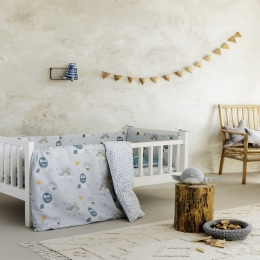 Κουβερλί Βρεφικό Happy Pingui Light Blue Nima 100% Βαμβάκι
