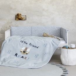 Κουβέρτα Βρεφική Βελουτέ Little Friend Light Blue Nima Κούνιας 110x140cm Πολυέστερ