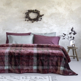 Κουβέρτα Βελουτέ Cozy Bordo Nima Υπέρδιπλo 220x240cm Πολυέστερ
