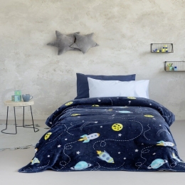 Κουβέρτα Παιδική Space Dark Blue Nima Μονό 150x220cm Πολυέστερ