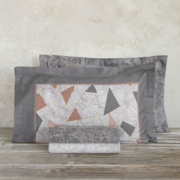 Μαξιλαροθήκες Marble Oxford 4 Πλευρών (Σετ 2τμχ) Grey-Multi Nima 52X72 100% Βαμβακοσατέν