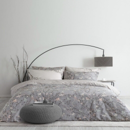 Παπλωματοθήκη Leaf (Σετ 3τμχ) Grey Nima King Size 240x260cm 100% Βαμβάκι