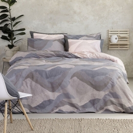 Παπλωματοθήκη Pintura (Σετ 3τμχ) Grey-Pink Nima Υπέρδιπλο 220x240cm 100% Βαμβάκι
