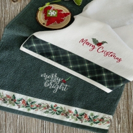 Πετσέτες Χριστουγεννιάτικες Merry & Bright (Σετ 2τμχ) Green-Ecru Nima Σετ Πετσέτες 30x50cm