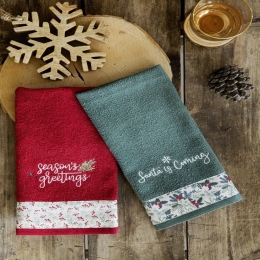 Πετσέτες Χριστουγεννιάτικες Santa (Σετ 2τμχ) Red-Green Nima Σετ Πετσέτες 30x50cm