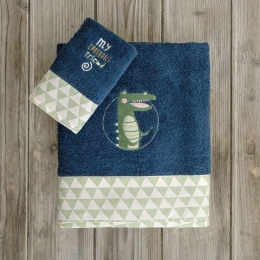 Πετσέτες Παιδικές Crocodile (Σετ 2τμχ) Blue-Green Nima Σετ Πετσέτες 70x140cm 100% Βαμβάκι