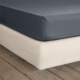 Σεντόνι Unicolors Με Λάστιχο Midnight Grey Nima Queen Size 165x240cm 100% Βαμβάκι