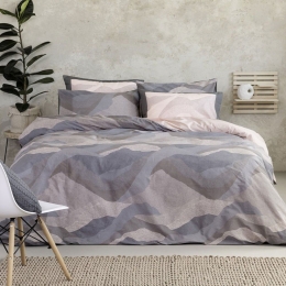 Σεντόνια Pintura Με Λάστιχο (Σετ 3τμχ) Grey-Pink Nima Μονό 100x232cm 100% Βαμβάκι