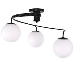 Φωτιστικό Οροφής - Πλαφονιέρα Selina 01089 Black-White GloboStar Μέταλλο,Γυαλί