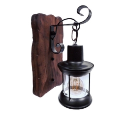 Φωτιστικό Τοίχου-Απλίκα Brasra 01204 Black GloboStar Μέταλλο,Ξύλο