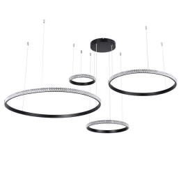 Φωτιστικό Οροφής Diamond Tetra 61148 Led 150W Φ25+40+60+80cm Black GloboStar Αλουμίνιο