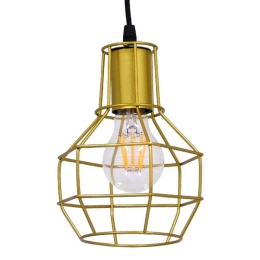 Φωτιστικό Οροφής Cage 00950 1xΕ27 Με Πλέγμα Φ15x22cm Gold GloboStar