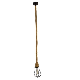 Φωτιστικό Οροφής Camber 01594 1xΕ27 Beige Σχοινί Φ11x25cm Με Πλέγμα Black GloboStar