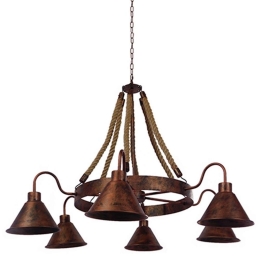 Φωτιστικό Οροφής Camelot 10001191 6xΕ27 Φ92x118cm Rust GloboStar