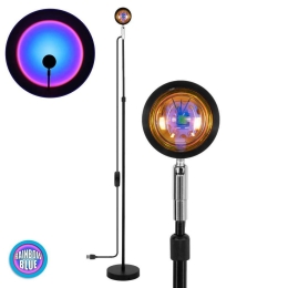 Φωτιστικό Δαπέδου Rainbow Blue 00817 12W Led Με Projector Lens Εφέ & USB 94cm Silver-Black GloboStar