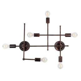 Φωτιστικό Τοίχου - Απλίκα Piping 00665 6xE27 Με Πλέγμα 66x9,5x49cm Bronze GloboStar