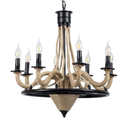 Φωτιστικό Οροφής-Πολυέλαιος Pennsylvania 00542 Φ64x63cm 8xE14 Black-Natural GloboStar