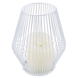 Φανάρι Με Διακοσμητικό Κερί Candle Led 76489 Φ16x18cm Με Μπαταρία & Χειριστήριο Dimmable 2700K White Αλουμίνιο