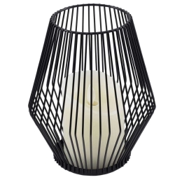 Φανάρι Με Διακοσμητικό Κερί Candle Led 76494 Φ16x18cm Με Μπαταρία & Χειριστήριο Dimmable 2700K Black Αλουμίνιο