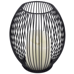 Φανάρι Με Διακοσμητικό Κερί Candle Led 76496 Φ16x18cm Με Μπαταρία & Χειριστήριο Dimmable 2700K Black Αλουμίνιο