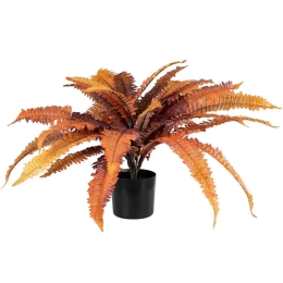 Τεχνητό Φυτό Bloody Fern 20057 Φ70x40cm Orange-Brown GloboStar Πολυαιθυλένιο,Ύφασμα
