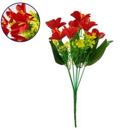 Διακοσμητικό Μπουκέτο Rain Lily 09085 15x15x33cm Yellow-Red GloboStar Πλαστικό