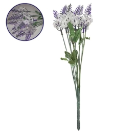 Τεχνητό Μπουκέτο Λεβάντα 09082 10x30cm White-Purple Globostar Πλαστικό