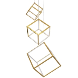 Φωτιστικό Οροφής Με Τηλεχειριστήριο Kiboo-Trio 60932 60x60x80cm Dim Led 10350lm 90W Gold GloboStar