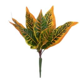 Τεχνητό Φυτό Κρότωνας 78260 34cm Green-Orange GloboStar Πλαστικό, Ύφασμα