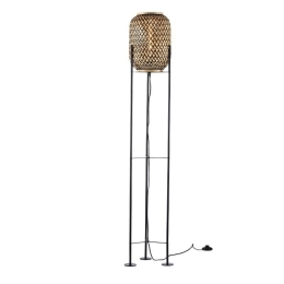 Φωτιστικό Δαπέδου AR3191F145NB 1ΧΕ27 D23XH145 Black-Natural Aca Decor Μέταλλο,Bamboo