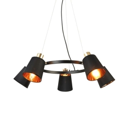 Φωτιστικό Οροφής EG215P73BK 5ΧΕ14 D73XH100 Black Aca Decor Μέταλλο,Ύφασμα