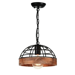 Φωτιστικό Οροφής EG841P26B 1ΧΕ27 D26XH120 Black Aca Decor Μέταλλο,Ξύλο